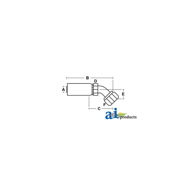 (HC-FJX45) Female JIC 37 1/2 - Swivel - 45 1/2 Elbow 3" x5" x1"